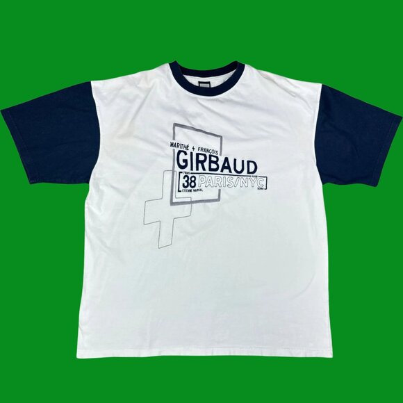 VTG Marithé + François Girbaud Paris/NYC T-Shirt – White w/ Navy Sleeves - Picture 1 of 3